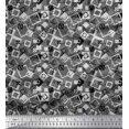 thumbnail image 1 of Soimoi Japan Crepe Satin Fabric Square Geometric Print Fabric by The Yard 42 Inch Wide, 1 of 3