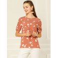 thumbnail image 3 of INSPIRE CHIC Haut Floral Élégant pour Femme à Manches Courtes Froncées, Coupe Régulière, 3 of 4
