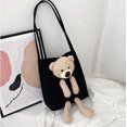thumbnail image 1 of Up to 65% off Ladies Fashion Minimalistic Pure Color Cute Bear Handbag High Capacity One Shoulder Bag, 1 of 8