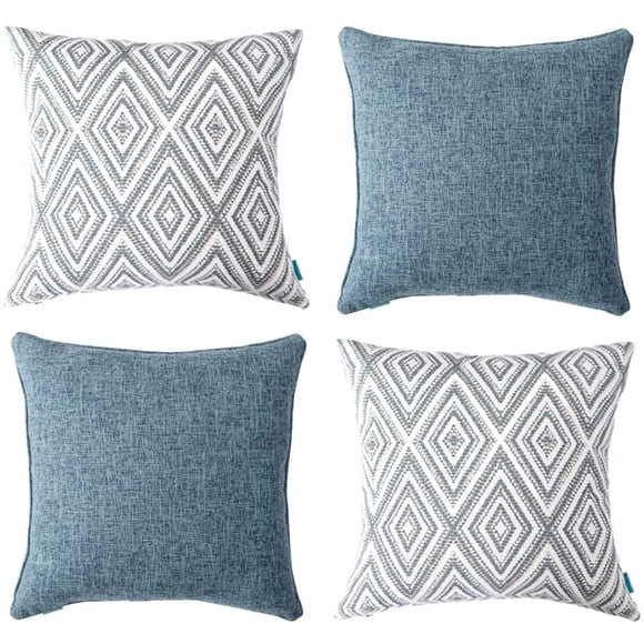 JOOCAR Housses de Coussins Décoratives Ensemble de 4 Coussins Carrés pour Canapé Housse de Coussin en Lin pour Canapé Sofa Salon, 18"x18 Pouces Pouces