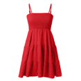 thumbnail image 4 of JIRNDf Robe d'Été pour Femmes Tendance 2025 Courte Unie Ourlet à Volants Courte Sans Manches Mini Aguichant Robes d'Été pour Femmes Robe Bohème Rouge m, 4 of 5
