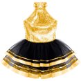 thumbnail image 4 of Oyolan Robe Justaucorps de Danse Ballet Métallique à Paillettes pour Filles avec Jupes en Tulle Robes de Performance Or 6, 4 of 6