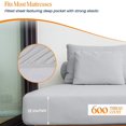 thumbnail image 3 of 600 TC Egyptian Cotton RV King Bed Sheet Set Include's - 21" inch Deep Fitted Sheet | 1 Flat Sheet | 2 Pillowcases | Light Grey Solid, 3 of 7