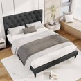 thumbnail image 1 of Costway Queen Size Bed Frame with Button-Tufted Headboard & Wooden Slats Easy Assembly, 1 of 10
