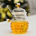 thumbnail image 5 of Large-Capacity Transparent Glass Honey Jar with Lid & Stirrer – Creative Three-Bees Unpatterned Design, Durable Airtight Storage Container for Honey & Dry Goods, Elegant Kitchen Decor, Easy to Clean, 5 of 5