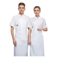 thumbnail image 3 of Men's Cardigan Unisex Chef Coat Jacket for Cooking Restaurant Work Kitchen Apparel Tops, 3 of 8