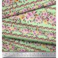 thumbnail image 3 of Soimoi Green polyester Crepe Fabric Leaves & Pink Floral Decor Fabric Printed BTY 42 Inch Wide, 3 of 3