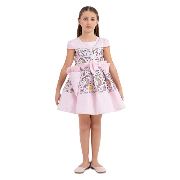 Pamina Girls Pink Formal Dress with Mini Bag Accessory Sizes 4-8 Years