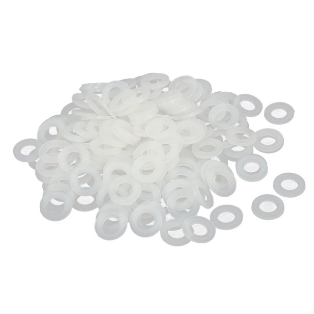 Unique Bargains M6 x 12mm x 1.2mm Nylon Flat Insulating Washers Spacers Off White 200PCS