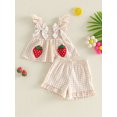 thumbnail image 4 of Toddler Baby Girl Summer Clothes Watermelon Print Tank Tops Ruffle Cuffs Shorts 2Pcs Sweet Outfit, 4 of 8
