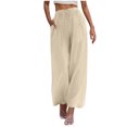 thumbnail image 1 of Summer Clearance 2025! Womens Plus Size Pants,Woman Fashion Solid Color Elastic Waist Drawstring Pocket Long Pants, 1 of 5
