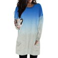 thumbnail image 2 of Timegard Women Long Sleeve Tops with Pockets Round Neck Casual Trendy T Shirts Gradient Color Comfy Basic Shirts, 2 of 7