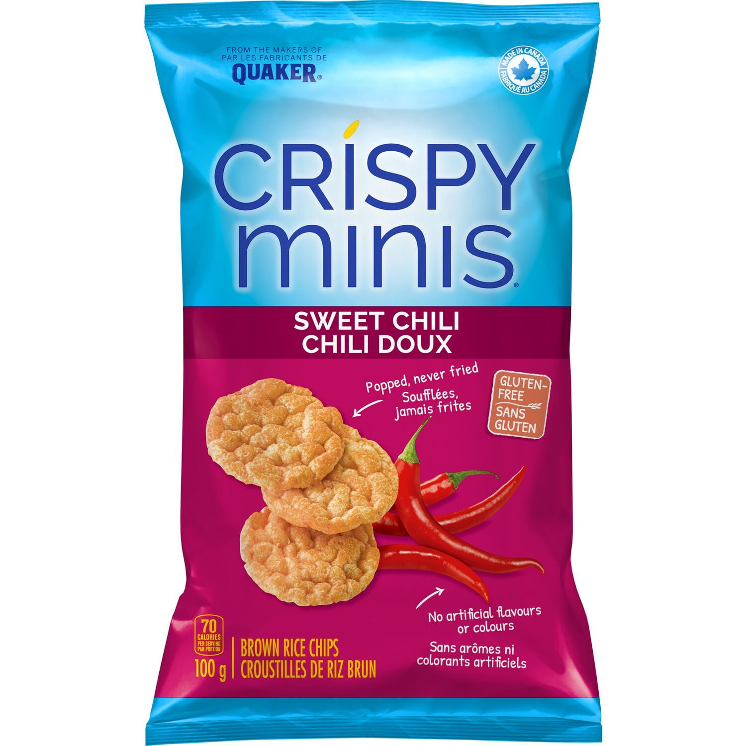 Quaker Crispy Minis Croustilles de riz brun Saveur Chili doux