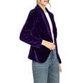 thumbnail image 3 of INSPIRE CHIC Blazer en Velours pour Femme, Couleur Unie, Col Châle, un Bouton, Veste de Tailleur pour le Travail, S Violet Foncé, 3 of 7