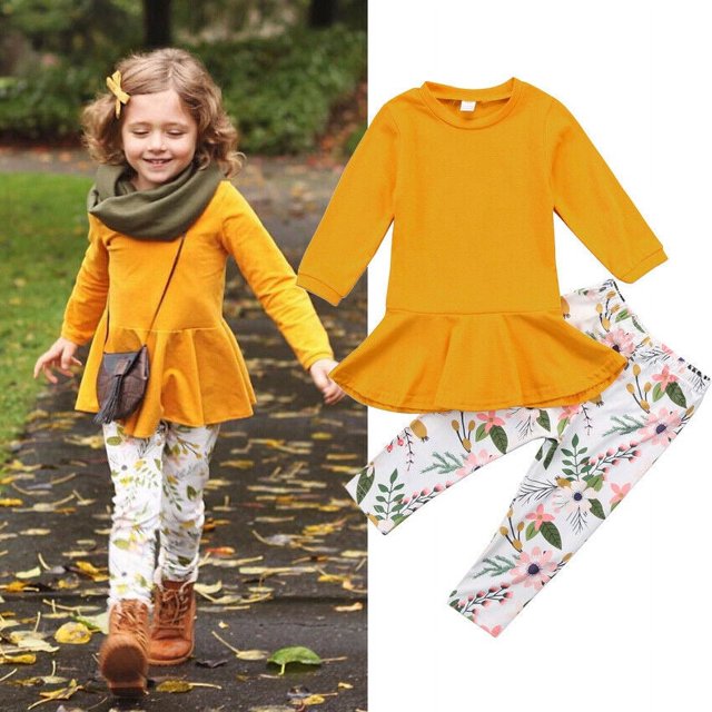 Enfants Bébé Fille Fleur Tenue Vêtements T-shirt Tops Tutu Robe Pantalon Ensemble