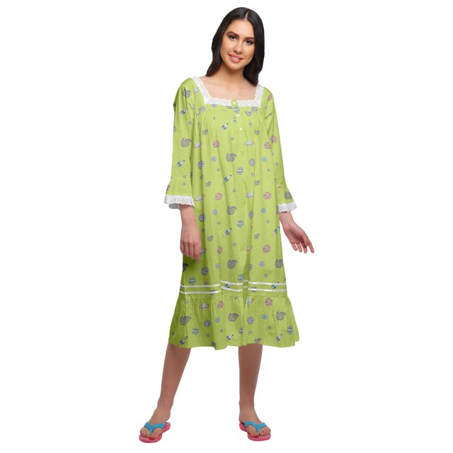Moomaya Chemise de Nuit Évasée en Coton pour Femmes