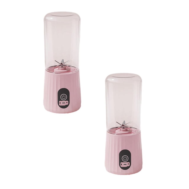 Oleegame 2PC Portable Small Fruit Juicer Usb Rechargeable With 6 Juicer For Shakes Handheld For Sports Travel Outdoors For Kitchen Pink