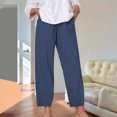 thumbnail image 2 of 2025 Women's Casual Pants Women's Solid Color Loose Women's Casual Pants Comfy Comfort and Linen Drawstring Women Casual Pants Suits Plus Size Elastic Waist Pocket Straight Joggers for Women Leg, 2 of 8