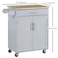 thumbnail image 3 of HOMCOM Kitchen Island Cart with Rubber Wood Top Utility Serving Cart, 3 of 10