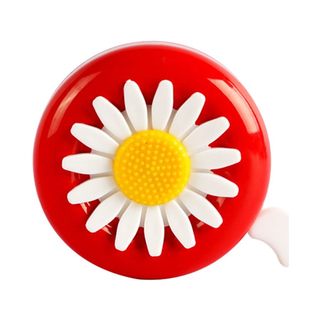Sonnette de Bicyclette Alarme Anneau de Vélo en Forme de Fleur Décorative Vélo Décoratif Guidon de Vélo Sonnette de Guidon, Rouge et Blanc