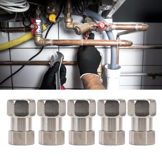 Stainless Steel Plumbing Fittings Female Thread Pipe Adapter 5PCS Set Shower Water Heater