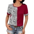 thumbnail image 1 of WEAIXIMIUNG Chemises à Manches Longues pour Femmes Travail T-Shirts à Manches Courtes pour Femmes Mode Hauts à Col Rond Blouses Décontractées à Imprimé Léopard, 1 of 9