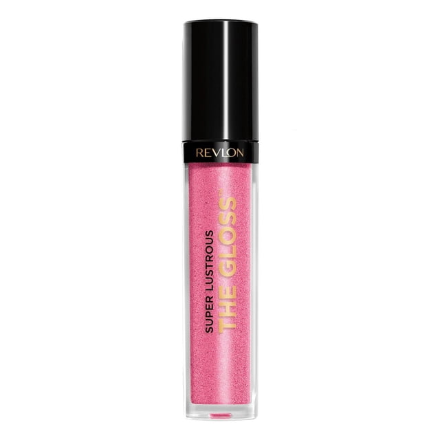 Revlon Super Lustrous™ The Gloss, lightweight shiny colour lip gloss in a clear tube with black cap, featuring vibrant pink shade with glossy finish, enriched with vitamin E and avocado oil for hydration and moisture.