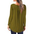 thumbnail image 3 of Yuyuzo Womens Fall Shirts Long Sleeve Casual Scoop Neck Buttons Ruffled Tunic Tops Flowy Blouses, 3 of 5