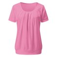 thumbnail image 4 of Erwazi T-shirt d'Été à Manches Courtes pour Femmes, Col Rond, devant Plissé, T-Shirt Décontracté, 4 of 7