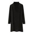 thumbnail image 1 of cfhntfmh Robes Décontractées pour Femmes en Molleton Confortable à Manches Longues Longueur Genou Robe d'Automne Douce à Col Montant Robe Chandail de Détente, 1 of 6
