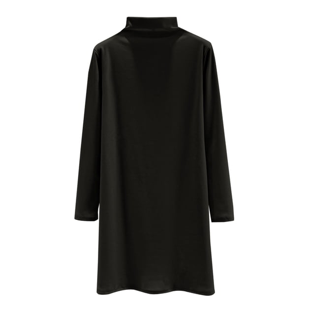 cfhntfmh Robes Décontractées pour Femmes en Molleton Confortable à Manches Longues Longueur Genou Robe d'Automne Douce à Col Montant Robe Chandail de Détente