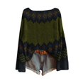 thumbnail image 1 of WTXUE Chandail Rétro Fair Isle Vintage pour Femmes à Imprimé Artistique, Chandail Léger Surdimensionné à Manches Longues, Col Rond, Chandail Mignon Vintage, Chandails Décontractés Amples en Tricot, Tuniques, Hauts Vert Noirâtre 3TG, 1 of 3