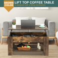 thumbnail image 3 of NiamVelo Table Basse en Bois à Plateau Relevable avec Compartiment Caché et Tablette de Rangement pour Salon, Brun, 3 of 7