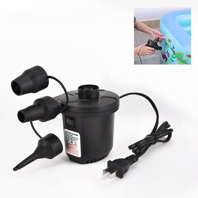 TFixol Portable Electric Air Pump for Home, Car, and Outdoor Use - 110-240V Dual Voltage, 50W Power, Compact Design with 3 Adapters for Inflating and Deflating Various Items
