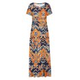 thumbnail image 5 of Ovzne Robes d'Été pour Femmes 2025 Robe Femmes Dames Mode Femmes Robe à Manches Courtes à Col Rond Robes Longues Imprimées Poche Grande Taille Robe Maxi Manches Courtes Imprimée Liquidation, 5 of 5