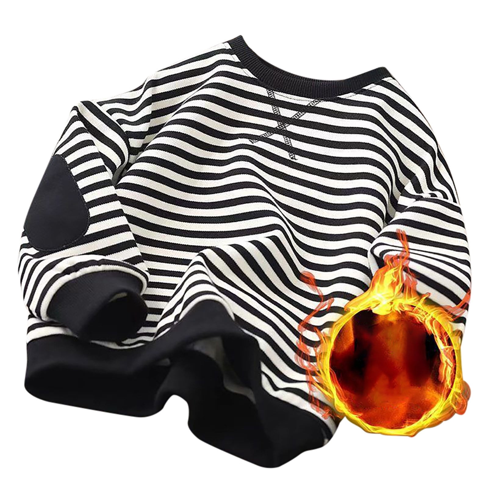 YOUSNH Chandail d'Halloween Garçons Filles Chandail Classique à Rayures Col Rond Manches Longues Épais Chaud Chandail Décontracté Chandail à Enfiler Hauts Chandail Garçons Chandails Noir 11-12 Ans
