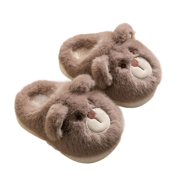 Toddler Slippers,Girls Winter Fuzzy Bear Slippers Warm Indoor Comfortable Home Footwear Toddlers Children,Kids Slippers,Coffee,5.5-6 Years