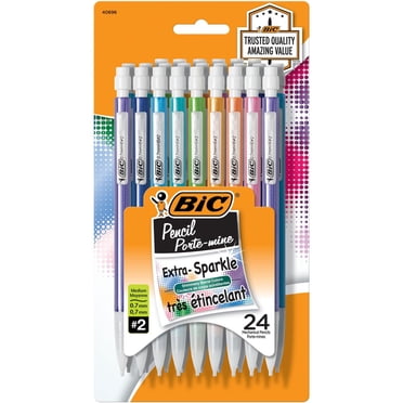 BIC Extra Sparkle HB Mechanical Pencils With Erasers, Medium Point (0.7 mm), 24-Count Pack, Mechanical Pencils for School Supplies