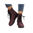 thumbnail image 1 of Woobling Womens Comfortable Ankle Boots Work Lace Up Boot Slip Resistant Leather Booties Wine Red 5, 1 of 9