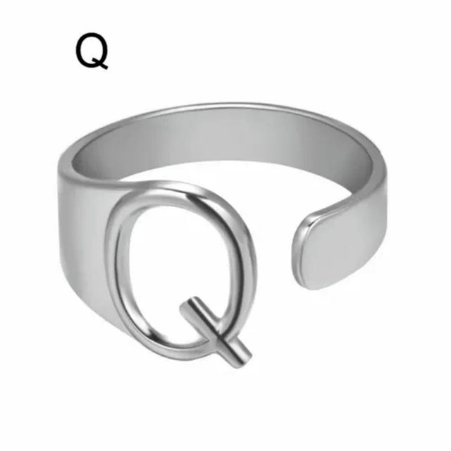 CUITING Fashion Adjustable Initial Alphabet Letter A-Z Ring Finger Rings Women Jewellery-Silver C