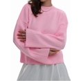 thumbnail image 2 of Women'S Crew Neck Sweaters Fall Outfits Trendy Long Sleeve Ribbed Knit Pullover Tops Pink M, 2 of 10