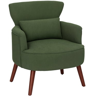 HOMCOM Upholstered Accent Chair with Wood Legs, Living Room Chair, Green