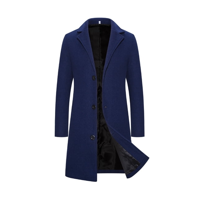 Innerwin Manteau Trench-Coat Homme à Col Cranté Manches Longues Décontracté Bleu Marine m