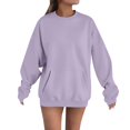 thumbnail image 1 of Breezora Chandail à Capuchon à Poche Surdimensionné pour Femmes, Col Rond, Chandail Décontracté Confortable, Taille P, Violet, 1 of 5