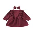 thumbnail image 4 of MesaSe Robe en Velours Côtelé à Volants Manches Longues Bandeau Robes Enfants Rouge Vin 6-12 Mois, 4 of 9