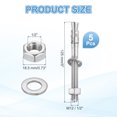 thumbnail image 2 of Uxcell 5 Pcs Ancrages en Coin, Boulons d'Ancrage pour Béton en Acier Inoxydable 1/2 Pouces x 5 Pouces, Attache Standard Robuste pour Support de Base de Mur en Ciment (Inclut des Rondelles Écrous, Ton Argent), 2 of 6