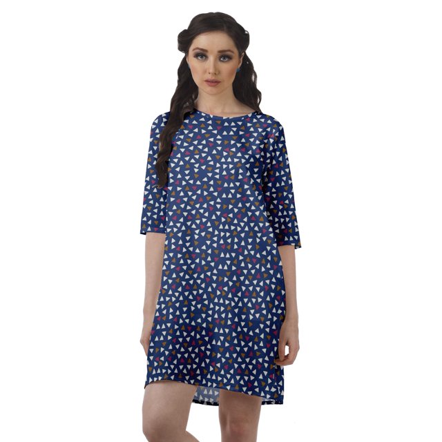Moomaya Robe T-Shirt Courte Droite en Georgette Mousse pour Femmes Vêtements Grande Taille