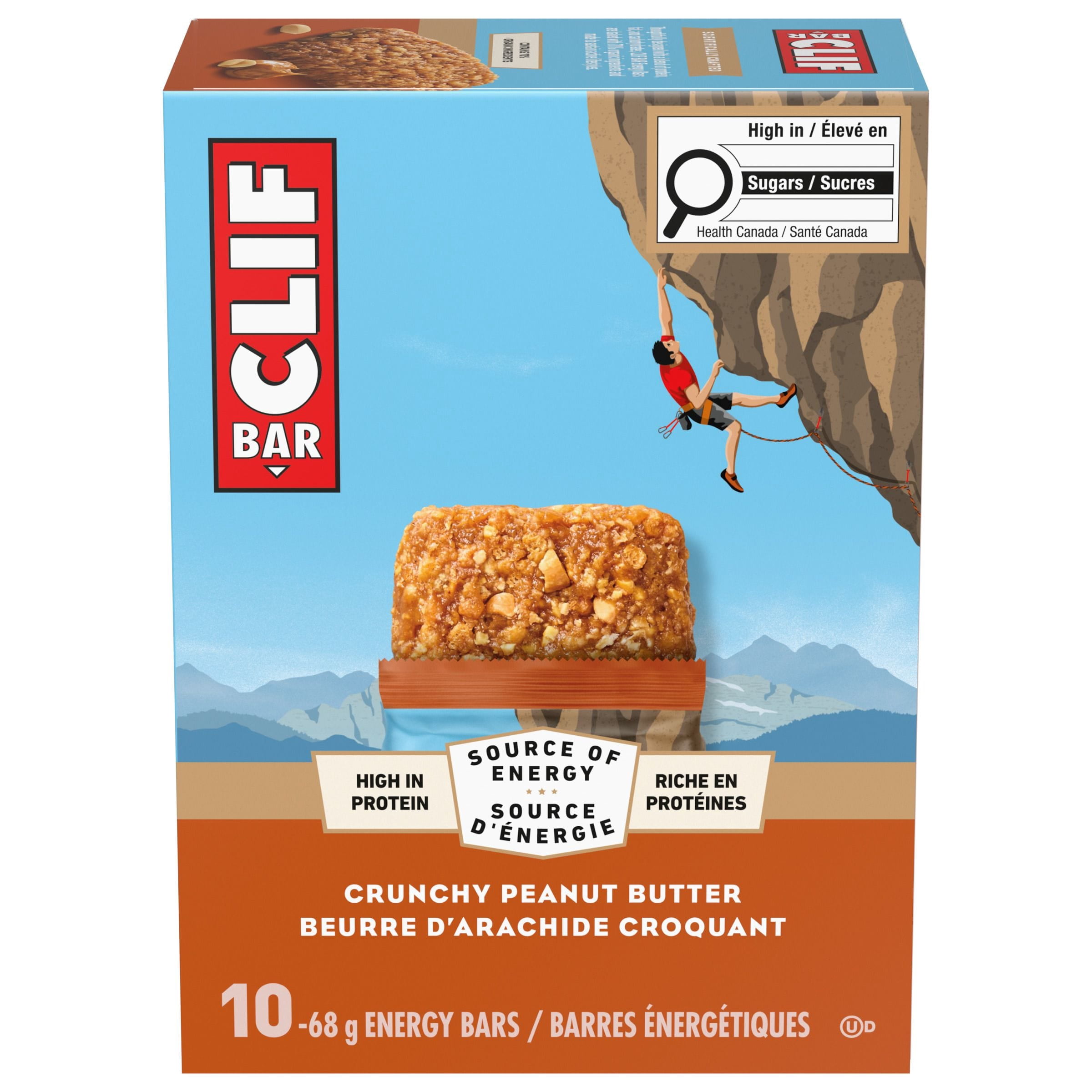 CLIF BAR Energy Bars, Crunchy Peanut Butter, Granola Bar, High in Protein, Contains 70% Organic Ingredients Box of 10 Bars