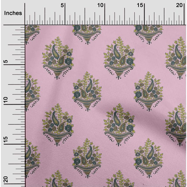oneOone Cotton Poplin Fabric Leaves|Floral & Paisley Block Decor Fabric Printed BTY 42 Inch Wide