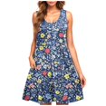 thumbnail image 2 of Ovzne Robes d'Été pour Femmes Robe pour Femme Robe Décontractée pour Femme Dégradé Sans Manches Col Ras du Cou Robe à Imprimé Robe pour Femmes Imprimée Liquidation, 2 of 5